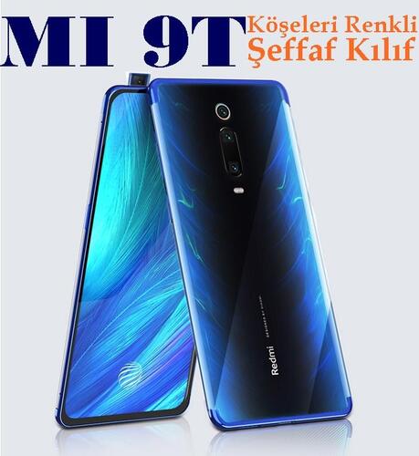 Xiaomi Mi 9T Köşeleri Renkli Şeffaf Kamera Korumalı Kılıf