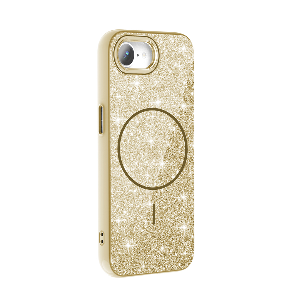 iPhone 17E Kılıf Magsafe Şarj Özellikli Parlayan Simli Okso Kapak