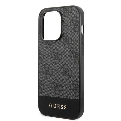 Apple iPhone 14 Pro Kılıf GUESS PU Deri Şerit Logo Dizaynlı Kapak