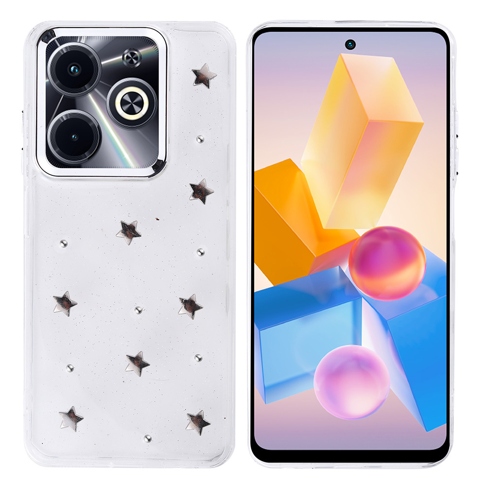 İnfinix Hot 40i Kılıf Airbag Tasarımlı Simli Şeffaf Kutup Kapak