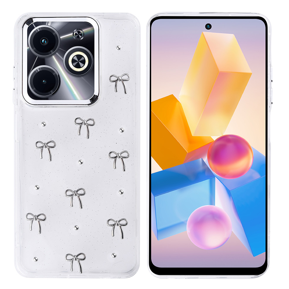 İnfinix Hot 40i Kılıf Airbag Tasarımlı Simli Şeffaf Kutup Kapak