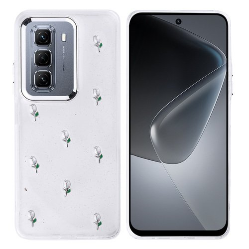 İnfinix Hot 50 4G Kılıf Airbag Tasarımlı Simli Şeffaf Kutup Kapak