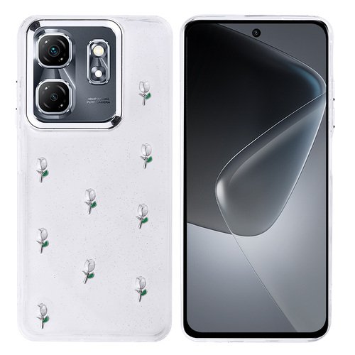 İnfinix Hot 50i Kılıf Airbag Tasarımlı Simli Şeffaf Kutup Kapak