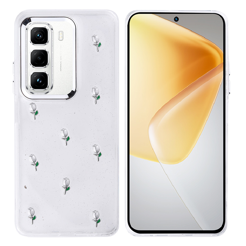 İnfinix Hot 50 Pro 4G Kılıf Airbag Tasarımlı Simli Şeffaf Kutup Kapak