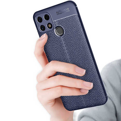 Oppo A15 Kılıf Deri Desenli Kamera Korumalı Silikon