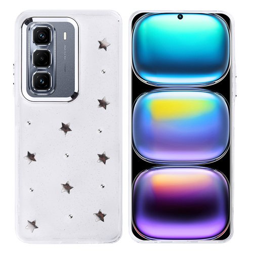 İnfinix Hot 50 Pro Plus 4G Kılıf Airbag Tasarımlı Simli Şeffaf Kutup Kapak