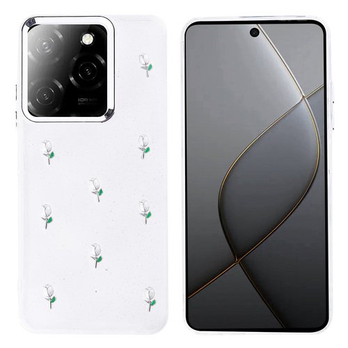 İnfinix Hot 40 Kılıf Airbag Tasarımlı Simli Şeffaf Kutup Kapak