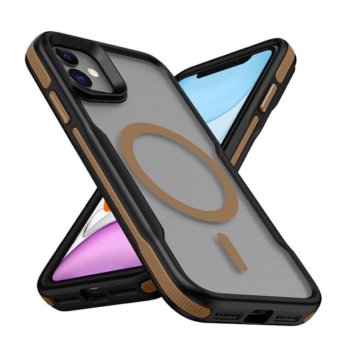 iPhone 11 Kılıf Magsafe Şarj Özellikli Renkli Kenar Airbag Şeritli Lüx Kapak
