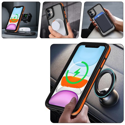 iPhone 11 Kılıf Magsafe Şarj Özellikli Renkli Kenar Airbag Şeritli Lüx Kapak