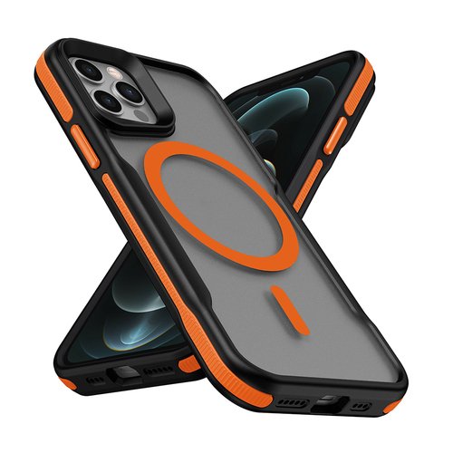 iPhone 12 Kılıf Magsafe Şarj Özellikli Renkli Kenar Airbag Şeritli Lüx Kapak