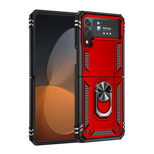Galaxy Z Flip 3 / Z Flip 4 Kılıf Yüzüklü Standlı Manyetikli Armor Zırh
