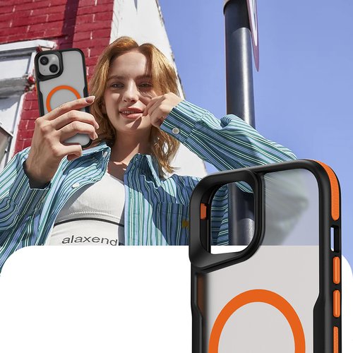 iPhone 14 Pro Kılıf Magsafe Şarj Özellikli Renkli Kenar Airbag Şeritli Lüx Kapak