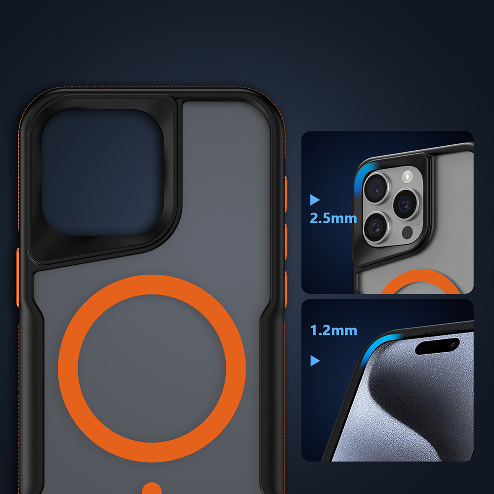 iPhone 14 Pro Max Kılıf Magsafe Şarj Özellikli Renkli Kenar Airbag Şeritli Lüx Kapak