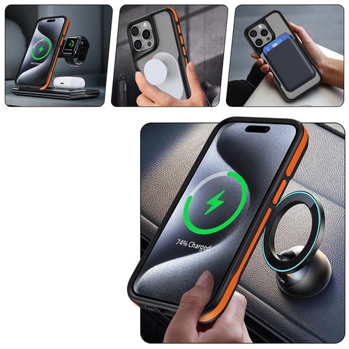 iPhone 14 Pro Max Kılıf Magsafe Şarj Özellikli Renkli Kenar Airbag Şeritli Lüx Kapak