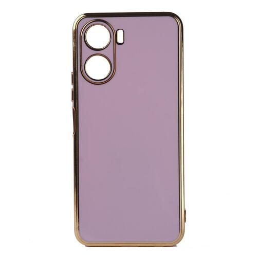 Vivo Y16 Kılıf Kamera Korumalı Altın Kenar Tasarım Silikon