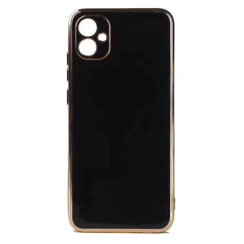 Galaxy A04E Kılıf Kamera Korumalı Altın Kenar Tasarım Silikon