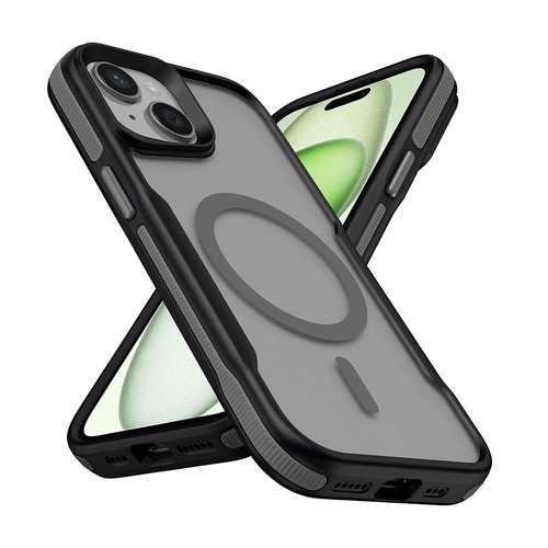 iPhone 15 Plus Kılıf Magsafe Şarj Özellikli Renkli Kenar Airbag Şeritli Lüx Kapak