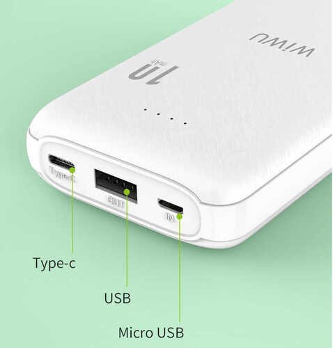 Wiwu JC-02 10000 mAh Powerbank 2.1A 10.5W Led Işıklı Taşınabilir Şarj Cihazı