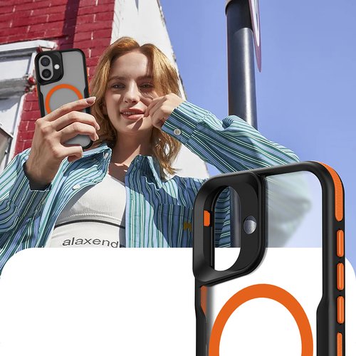 iPhone 16 Plus Kılıf Magsafe Şarj Özellikli Renkli Kenar Airbag Şeritli Lüx Kapak