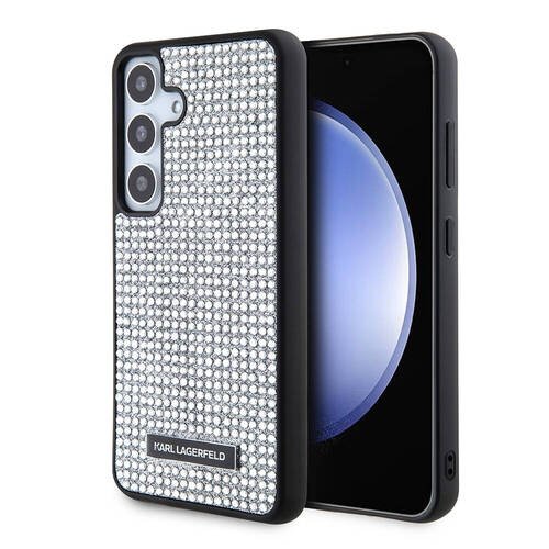 Galaxy S24 Kılıf Karl Lagerfeld Taşlı Metal Logo Orjinal Lisanslı Kapak