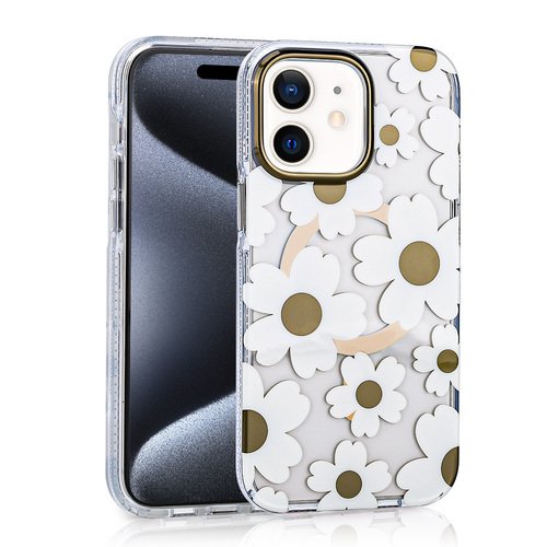 iPhone 11 Kılıf Magsafe Şarj Özellikli Papatya Desenli Kapak