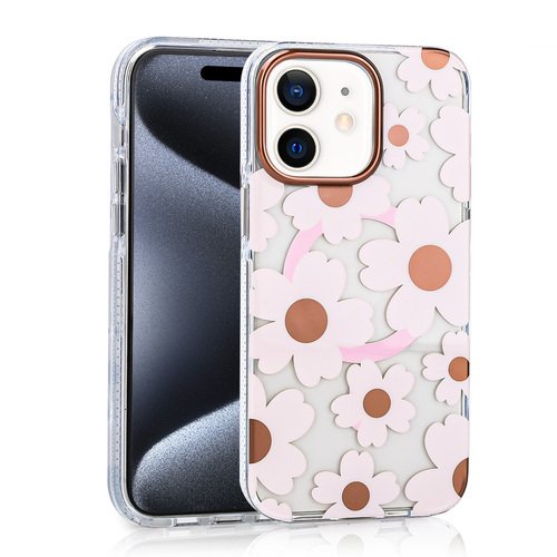 iPhone 11 Kılıf Magsafe Şarj Özellikli Papatya Desenli Kapak