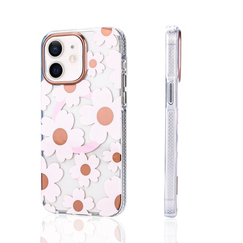 iPhone 12 Kılıf Magsafe Şarj Özellikli Papatya Desenli Kapak