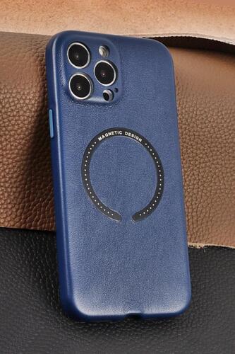 iPhone 13 Pro Max Kılıf Deri Desenli Magsafe Kamera Korumalı