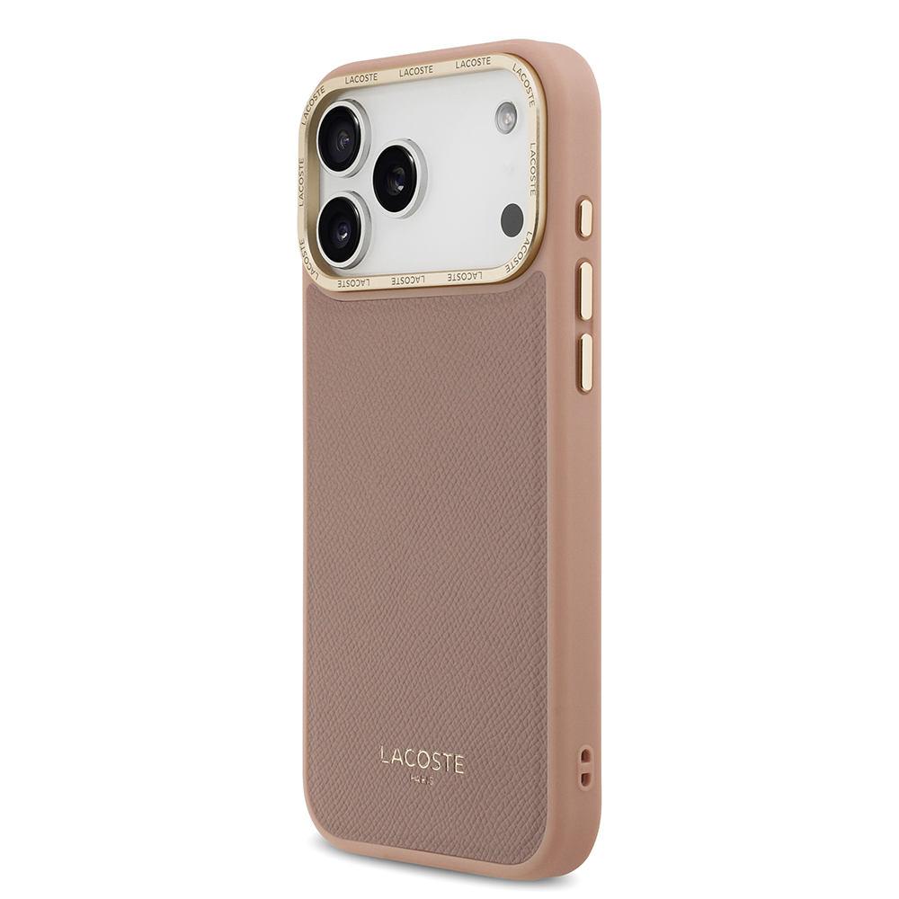 Apple iPhone 17 Pro Kılıf Lacoste Orjinal Lisanslı M-safe Şarj Özellikli Champs Elysees PU Deri Tasarımlı Kapak