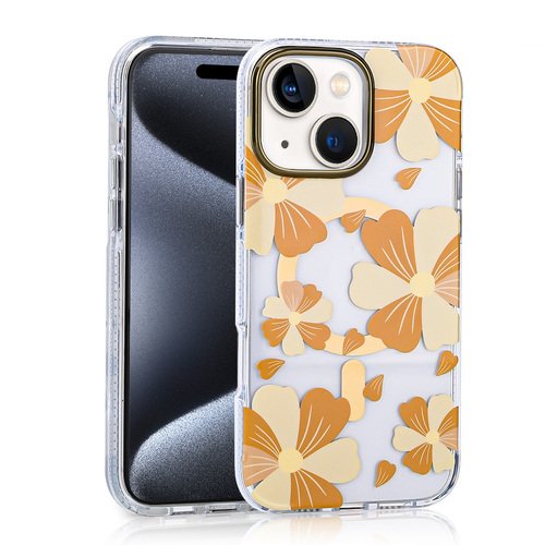 iPhone 14 Kılıf Magsafe Şarj Özellikli Papatya Desenli Kapak
