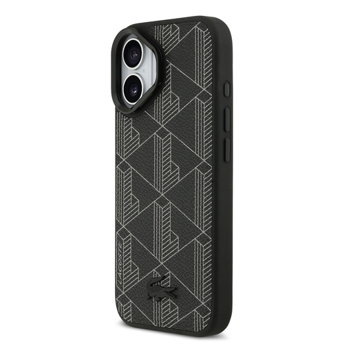 Apple iPhone 17 Kılıf Lacoste Orjinal Lisanslı M-safe Şarj Özellikli Standlı PU Deri Karışık Monogram Desenli Kapak