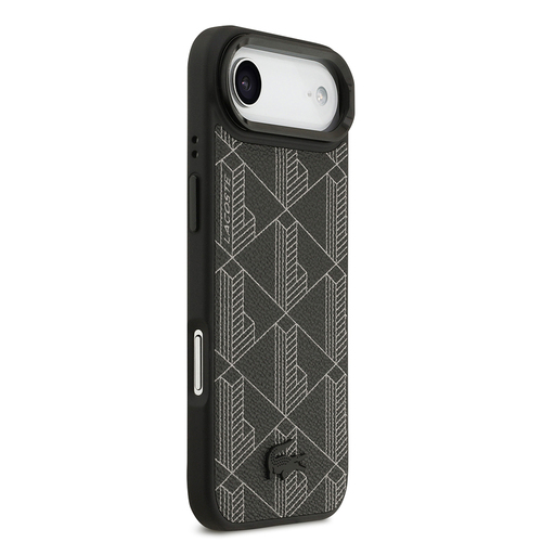Apple iPhone 17 Air Kılıf Lacoste Orjinal Lisanslı M-safe Şarj Özellikli Standlı PU Deri Karışık Monogram Desenli Kapak