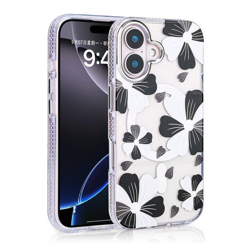 iPhone 16 Plus Kılıf Magsafe Şarj Özellikli Papatya Desenli Kapak