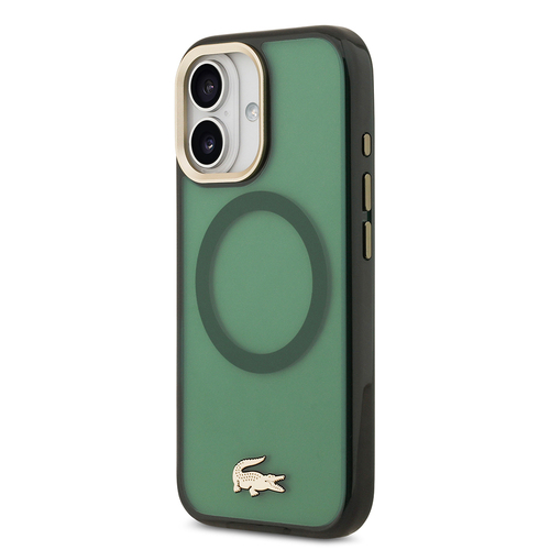 Apple iPhone 17 Kılıf Lacoste Orjinal Lisanslı M-safe Şarj Özellikli Gold Timsah Logolu Buzlu Kapak