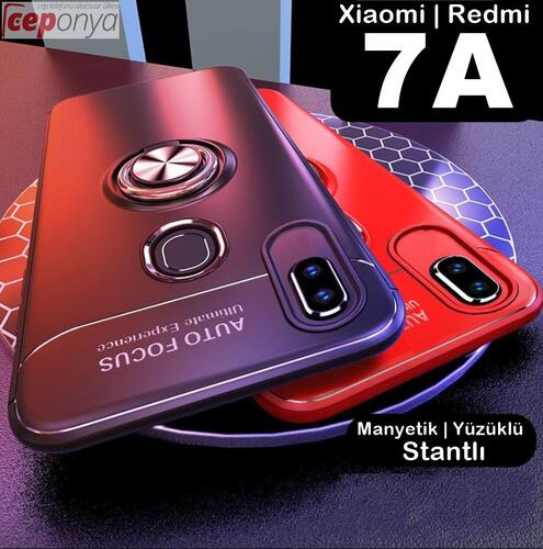 Xiaomi Redmi 7A Yüzüklü Standlı Manyetikli Kamera Korumalı Kılıf