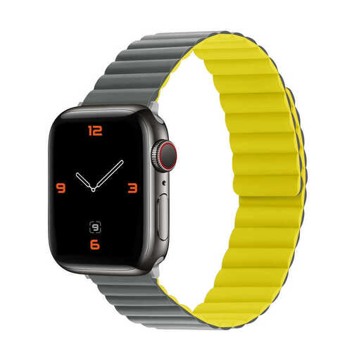 ​​​Apple Watch 44mm Uyumlu KRD-52 Çift Renk Dizayn Mıknatıslı Kordon