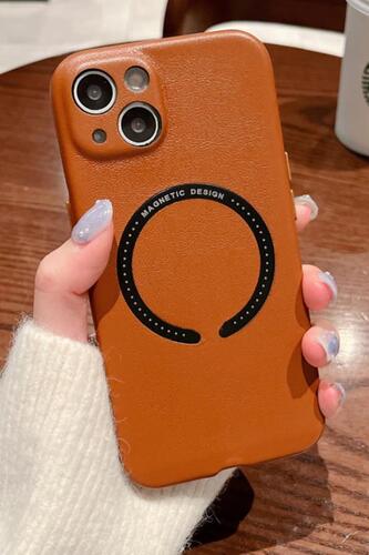 iPhone 13 Renkli Deri Desenli Kamera Korumalı Magsafe Kılıf