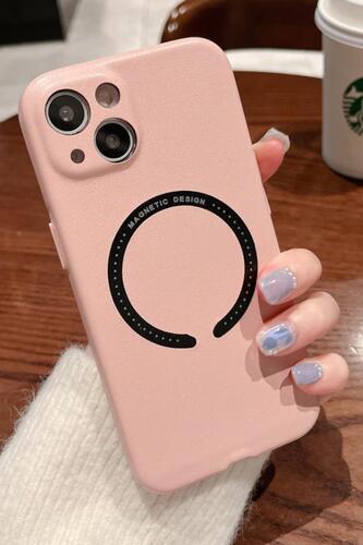 iPhone 13 Renkli Deri Desenli Kamera Korumalı Magsafe Kılıf