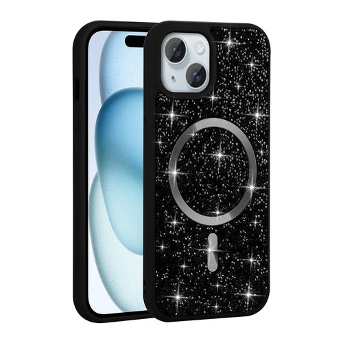 iPhone 13/14 Kılıf Pırlanta Taşlı Tasarımlı Magsafe Şarj Özellikli Mozaik Silikon Kapak