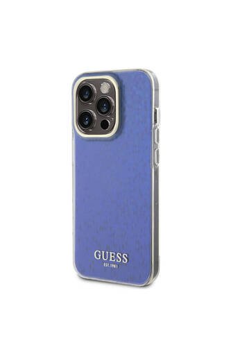 iPhone 15 Pro Uyumlu Kılıf Guess Lisanslı Yazı Logolu Mirror Disco Kapak Mor