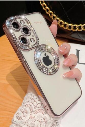 Apple iPhone 13 Pro Kılıf Şeffaf Lüx Taşlı Süslemeli Kamera Korumalı Silikon