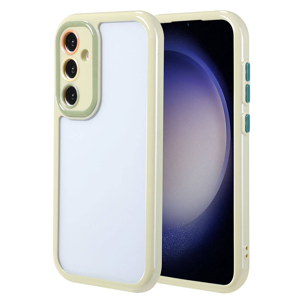 Galaxy S23 Kılıf Kamera Korumalı Renkli Kenar ve Çerçeve Tasarımlı Ahenk Kapak
