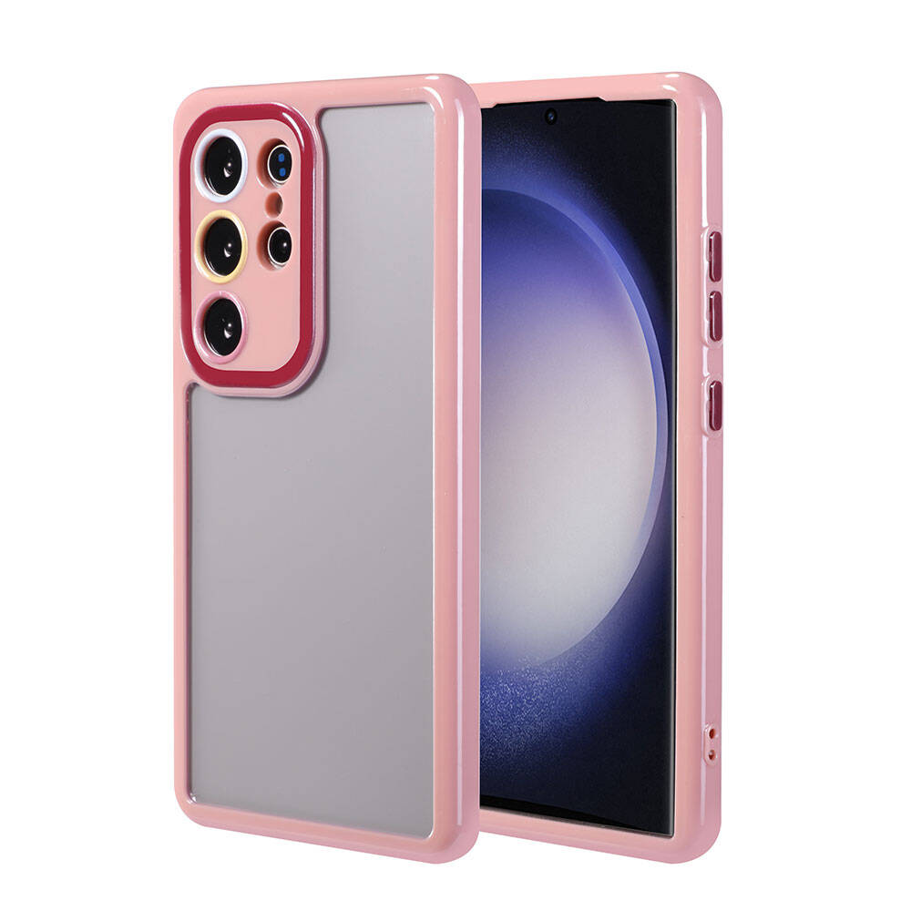 Galaxy S23 Ultra Kılıf Kamera Korumalı Renkli Kenar ve Çerçeve Tasarımlı Ahenk Kapak