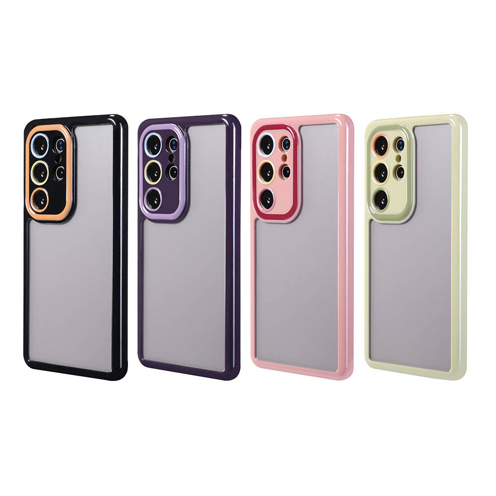 Galaxy S23 Ultra Kılıf Kamera Korumalı Renkli Kenar ve Çerçeve Tasarımlı Ahenk Kapak