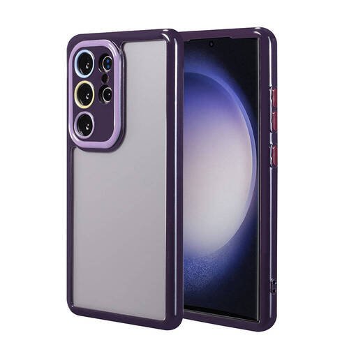 Galaxy S23 Ultra Kılıf Kamera Korumalı Renkli Kenar ve Çerçeve Tasarımlı Ahenk Kapak