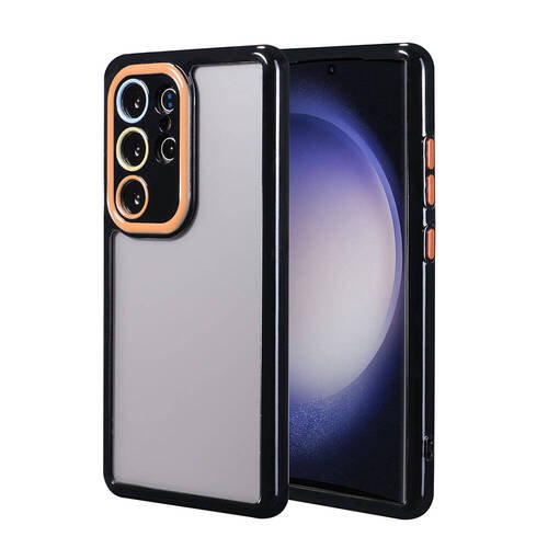 Galaxy S23 Ultra Kılıf Kamera Korumalı Renkli Kenar ve Çerçeve Tasarımlı Ahenk Kapak