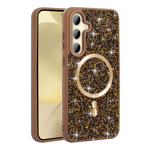 Galaxy S25 FE Kılıf Pırlanta Taşlı Tasarımlı Magsafe Şarj Özellikli Mozaik Silikon Kapak