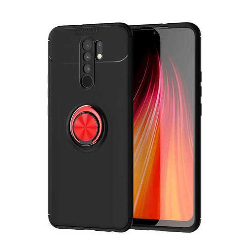 Xiaomi Redmi 9 Kılıf Yüzüklü Standlı Manyetikli Silikon Kılıf