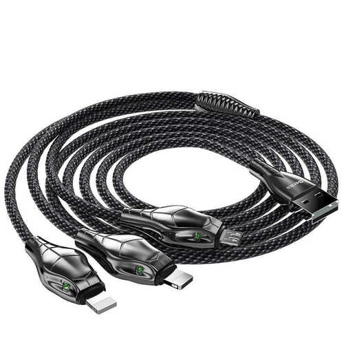Benks D27 Snake 3 in 1 USB Kablo Lightning + Lightning + Micro 3A Hızlı Şarj Kablosu 150 cm