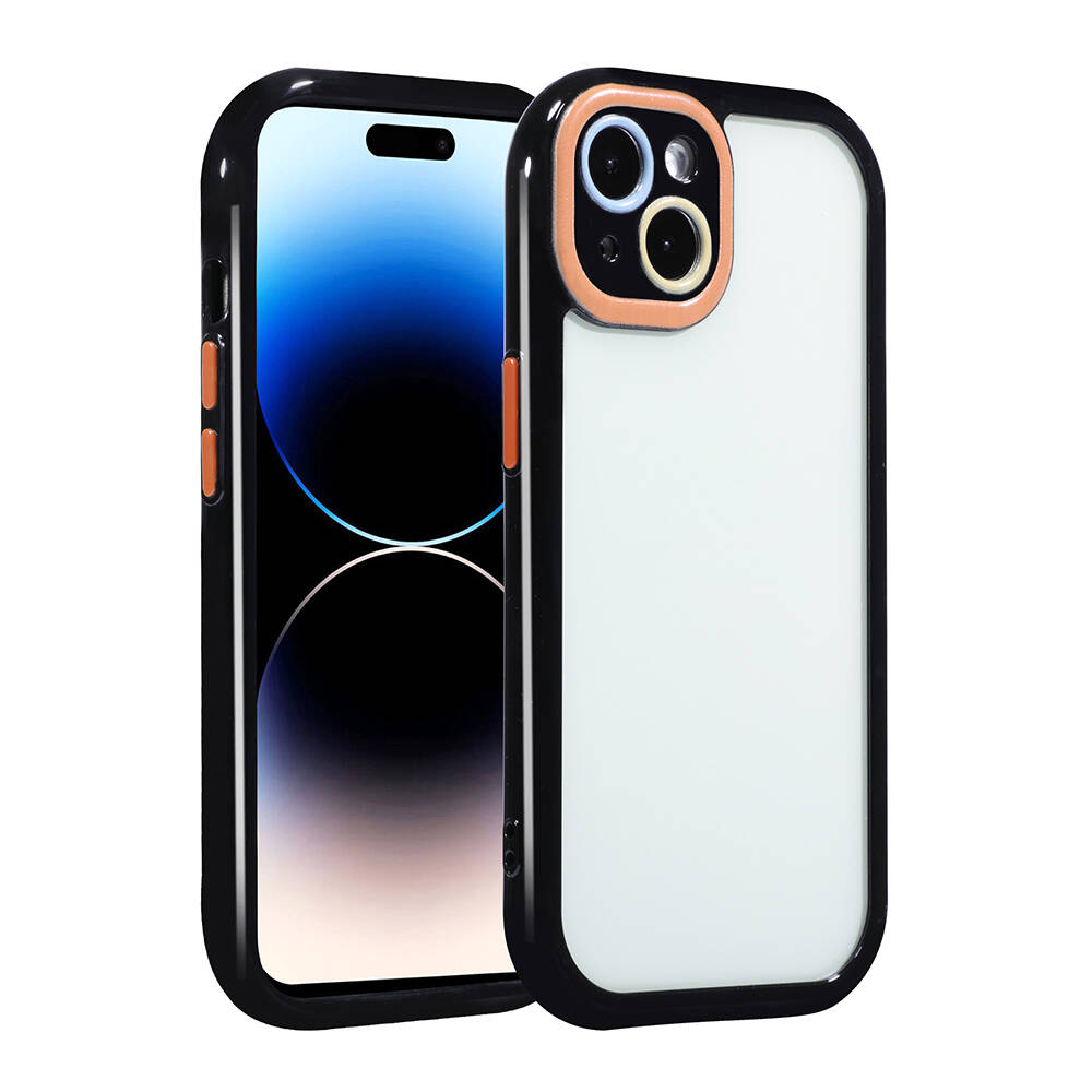 iPhone 14 Kılıf Kamera Korumalı Renkli Kenar ve Çerçeve Tasarımlı Ahenk Kapak